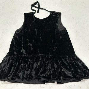 Velvet black peplum top. Sleeveless